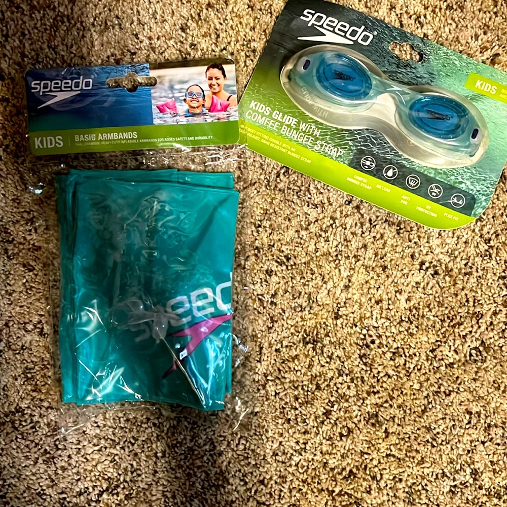 Kids speedo armbands and googles new